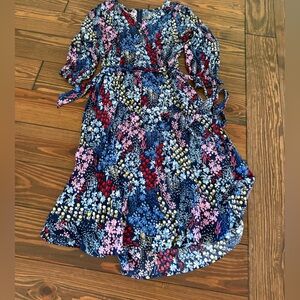 Talbots Floral Long Sleeve Dress - Blue, Pink, Red, Yellow